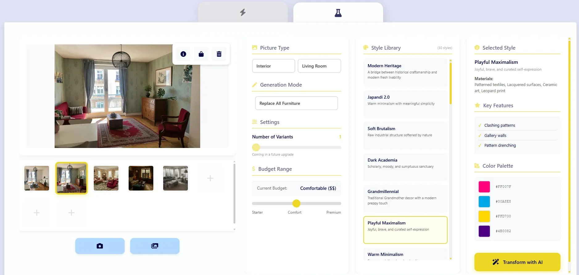 AI Room Styles - Interior Design Platform